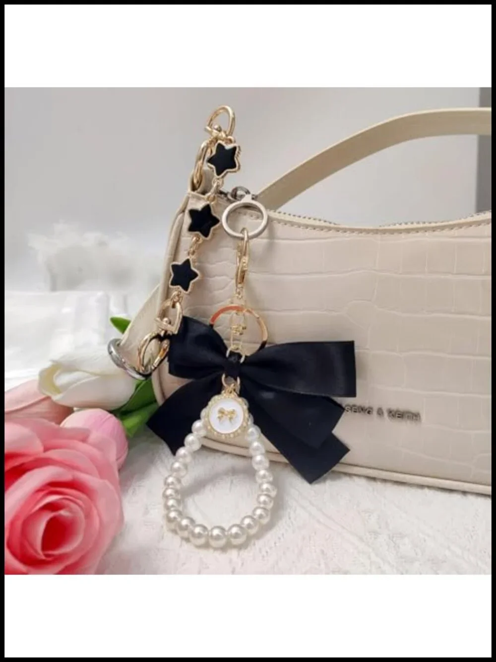 2 Purse Extender Chains & 2 Bow Keychains - Alloy Extenders for Handbag Straps